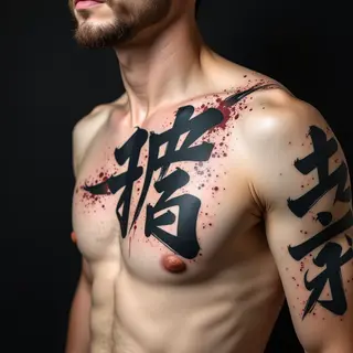 Japanese Calligraphy Tattoo on Upper Chest