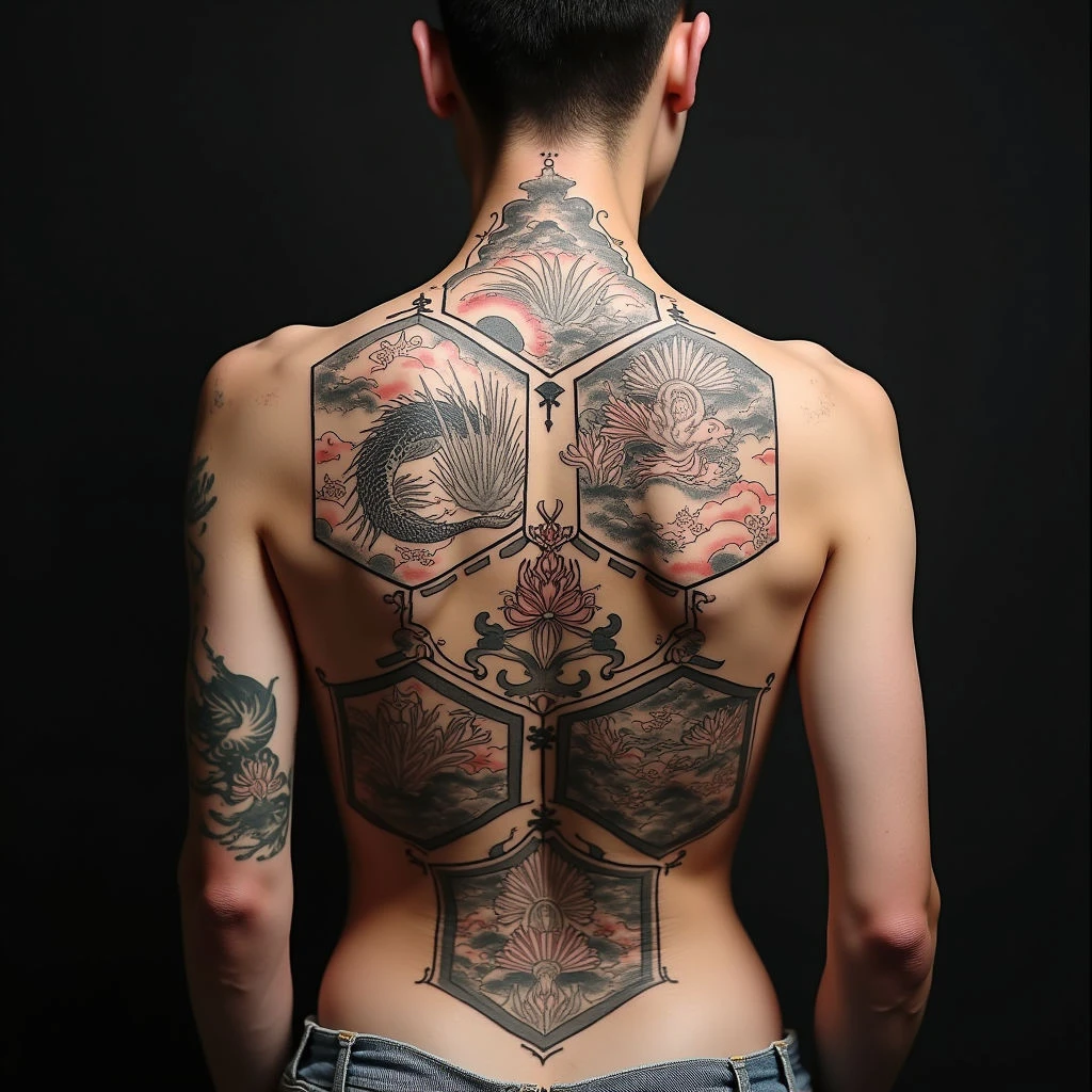 Intricate Japanese Back Tattoo: A Symphony of Tradition