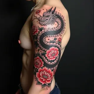Majestic Dragon and Chrysanthemum: A Japanese Irezumi Masterpiece