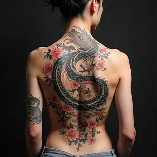 Majestic Dragon and Koi Back Piece in Traditional Japanese Style
