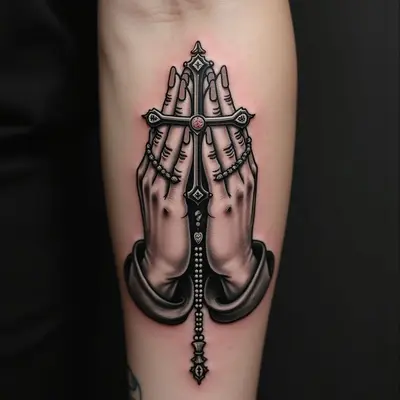 Praying Hands with Rosary Tattoo: A Symbol of Faith and Devotion