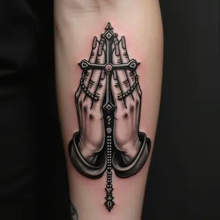 Praying Hands with Rosary Tattoo: A Symbol of Faith and Devotion