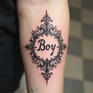 Kids Name Tattoo Ideas for Boys: Elegant & Ornamental Designs
