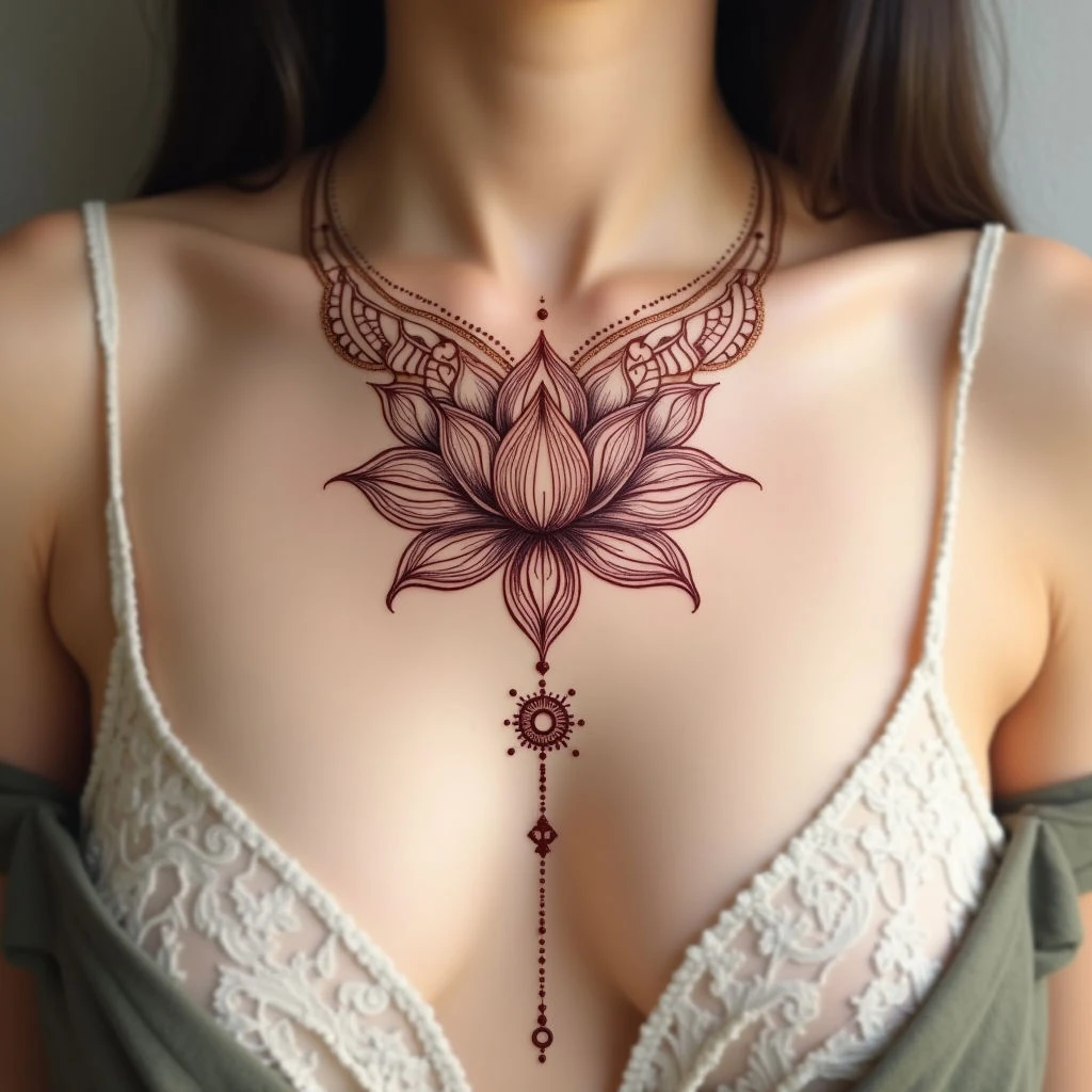 Simple & Elegant Chest Tattoo Designs for Ladies
