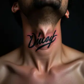 Tiny Script Tattoos: Abstract Lettering for Your Neck