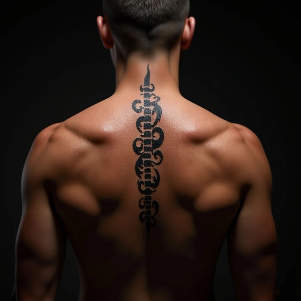 Men's Arm Name Tattoos: Tribal Spine Designs