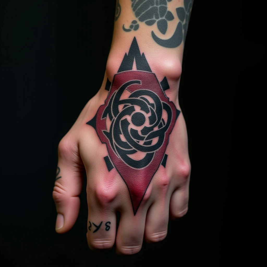 Biomechanical Boyfriend Name Tattoos on Hand - XL Designs