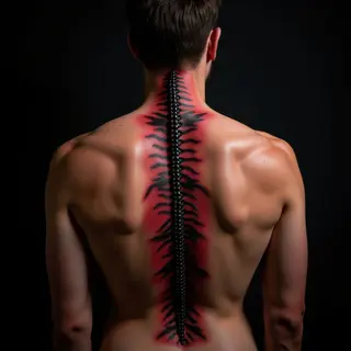 Small Script Tattoos: Biomechanical Spine Designs