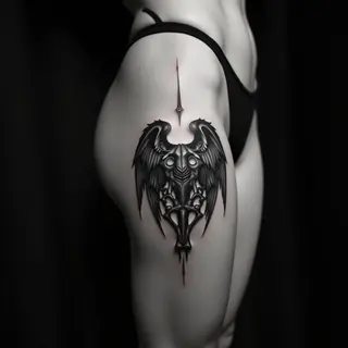 Biomechanical Thigh Tattoos for Names: Placement Ideas