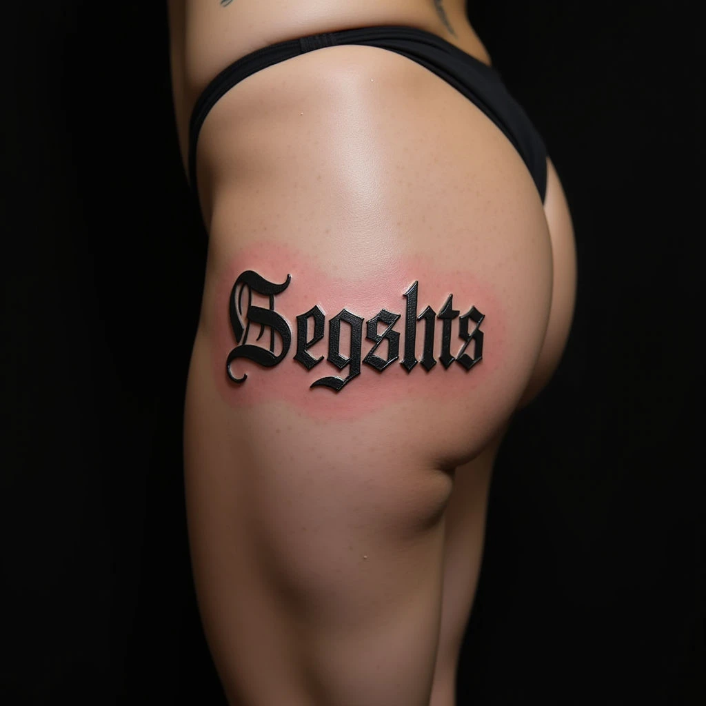 Small Word Tattoos for Women: Biomechanical & Metallic Thigh Inspiration