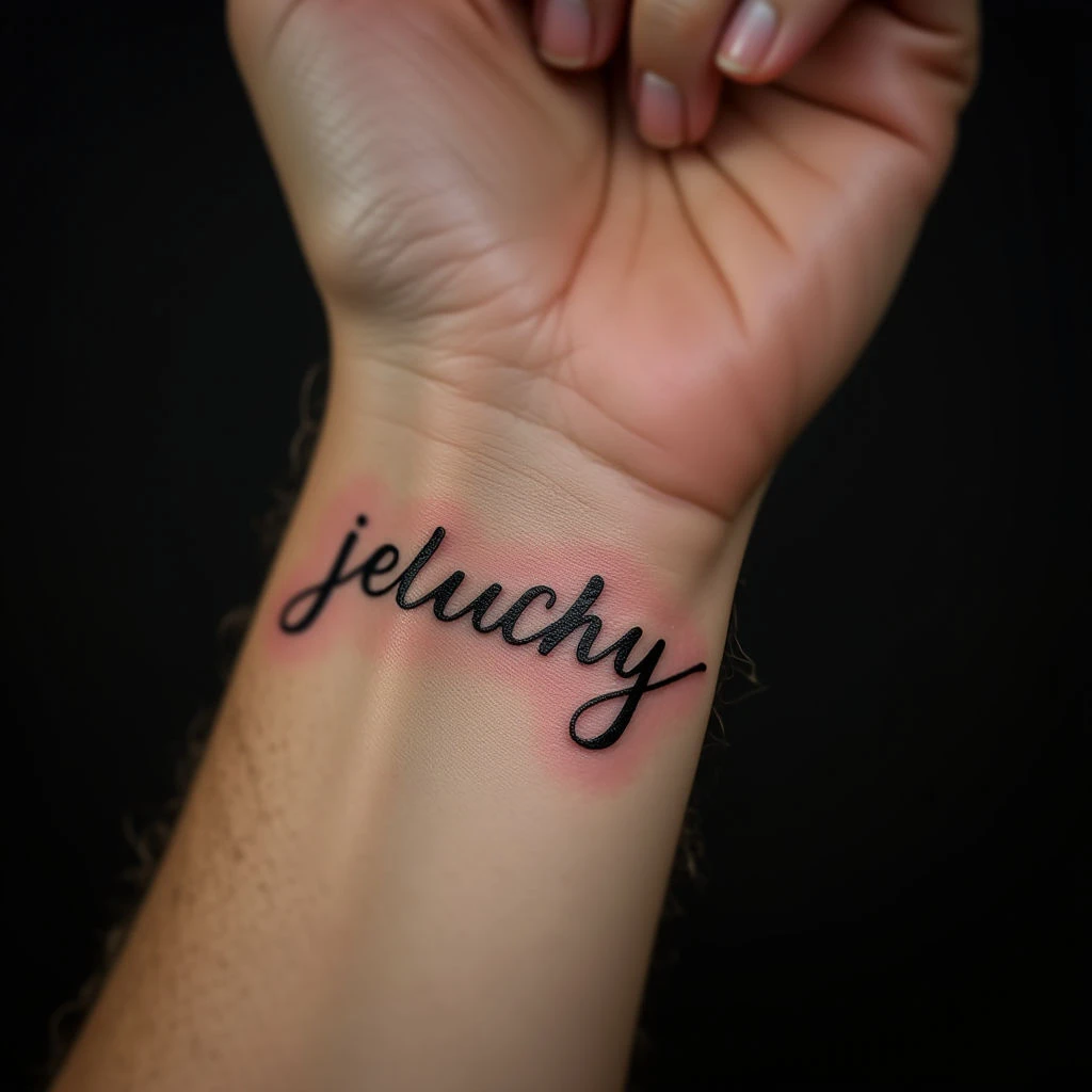 Elegant Copper Calligraphy Name Tattoos for Women on the Wrist