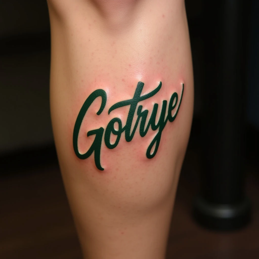 Country Music Lyric Leg Tattoos: Realism & Green Ink Inspiration