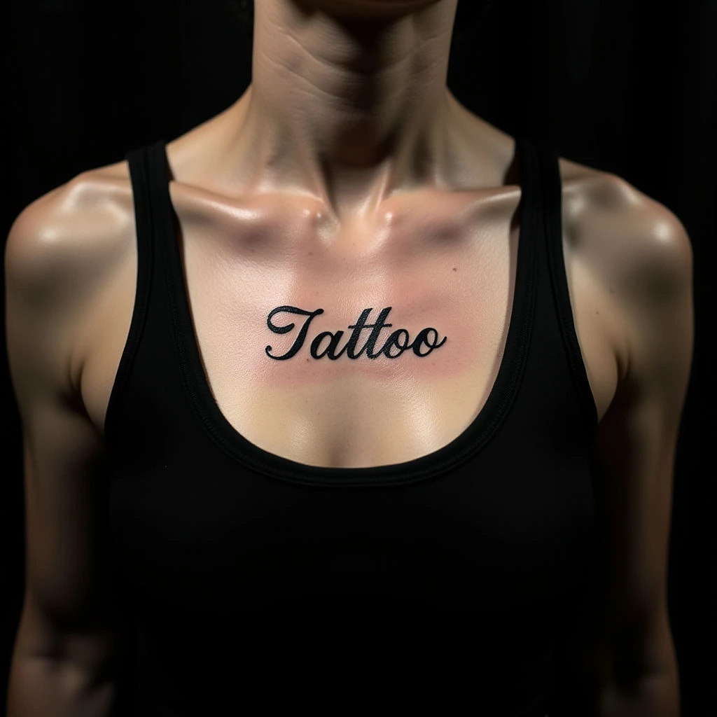 Delicate Chest Lettering Tattoos: Fine Line Inspiration