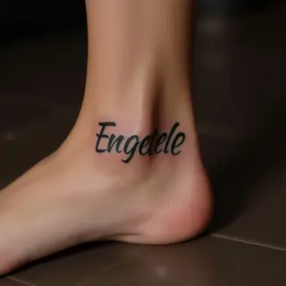Tiny Foot Lettering Tattoos for Women