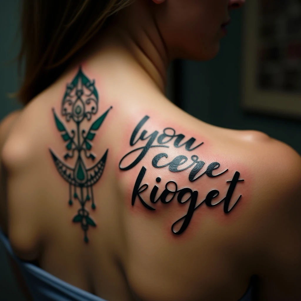Geometric 'Believe' Tattoo for Women - Back Piece Inspiration