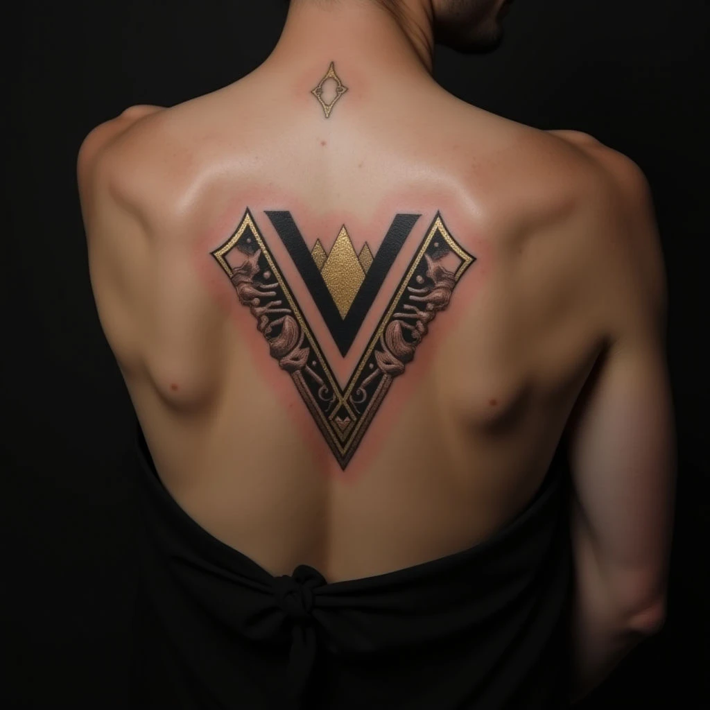 Geometric Last Name Tattoos for Your Back