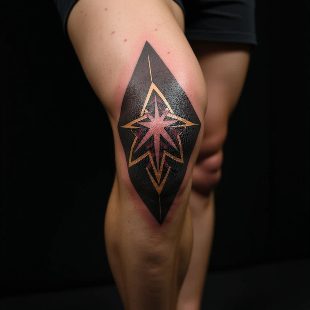 Geometric Word Tattoos for Men: Bold Knee Designs