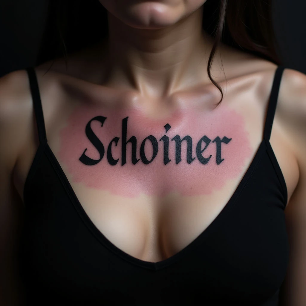 Violet Gothic Lettering Tattoos for Women