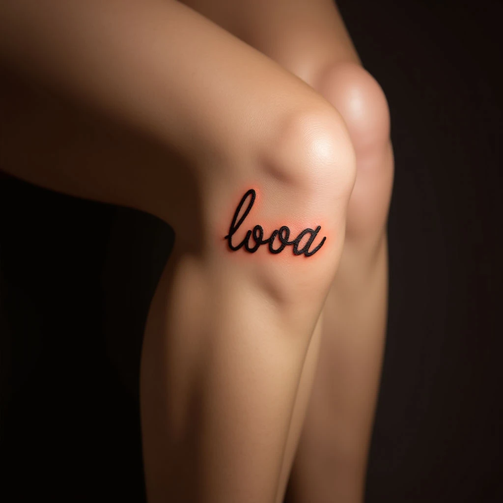 Sweet Child's Name Tattoos on Your Knee - Fine Line Designs