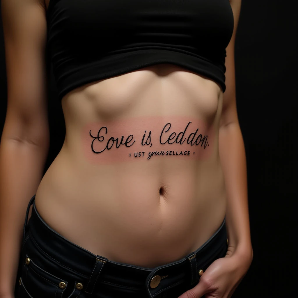 Beautiful Love Quotes Tattoos for Stomach – Linework Beige Designs