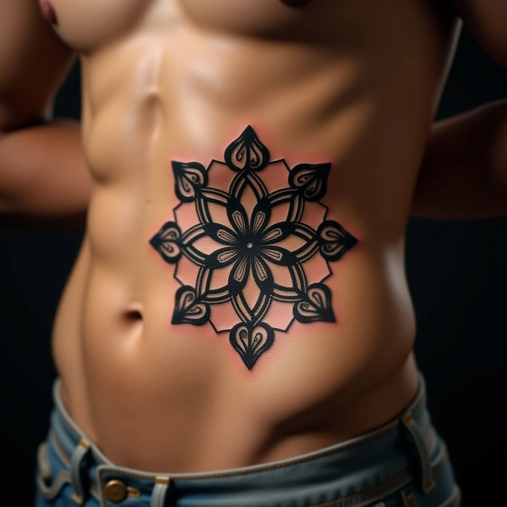 Ribcage Boyfriend Name Tattoos: Mandala Style Inspiration