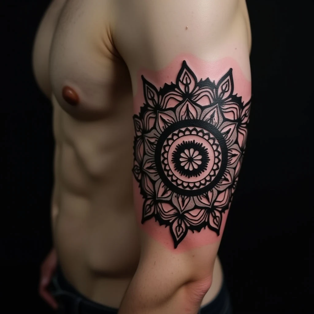 Mandala Name Tattoo for Men on Ribcage