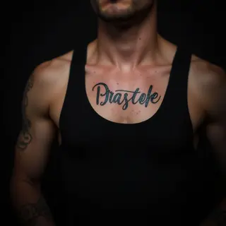 Elegant Name Tattoo Designs on Your Chest | Dotwork Style