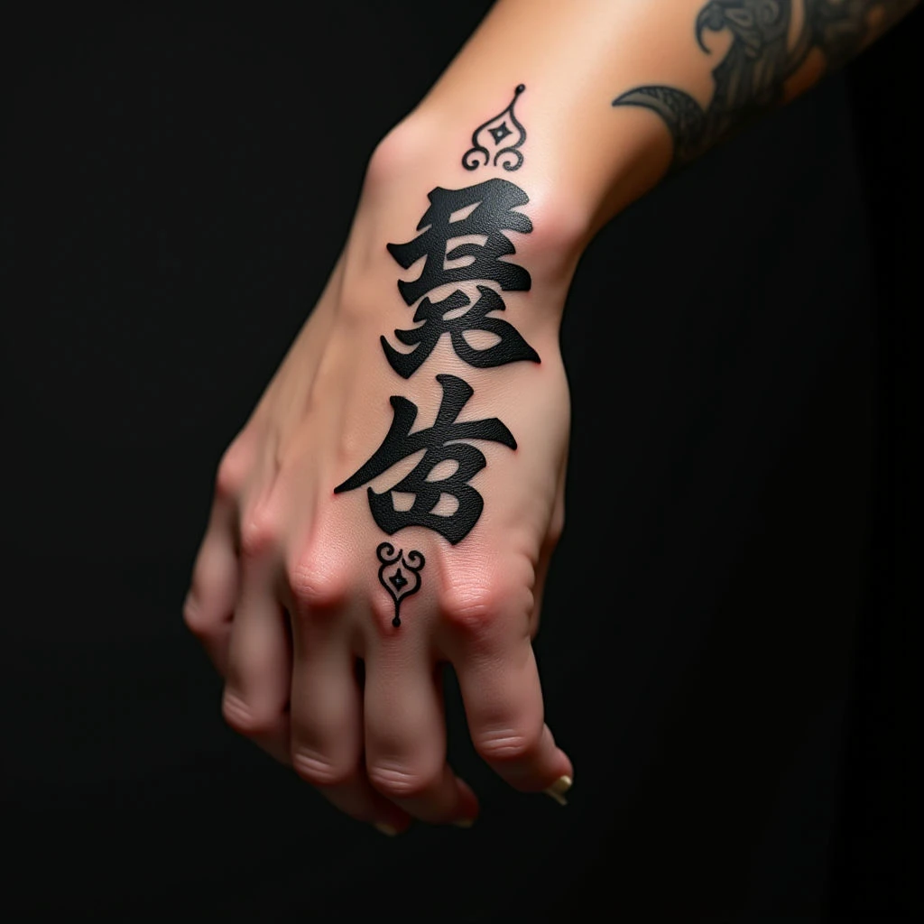 Elegant Name Tattoos on Your Hand: An Oriental Touch