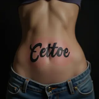 Violet Realism Name Tattoo for Girls on Ribcage