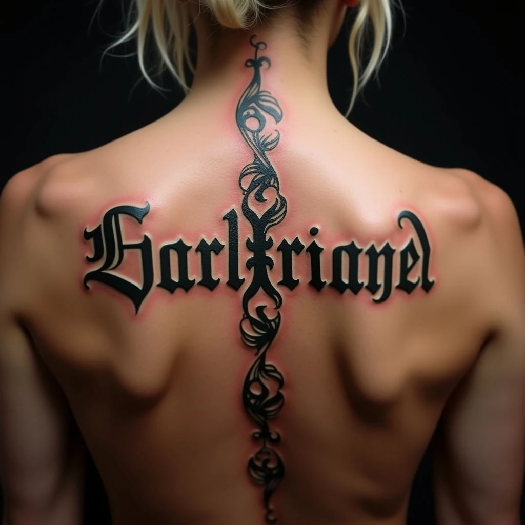 Elegant Name Tattoos for Women on Your Spine