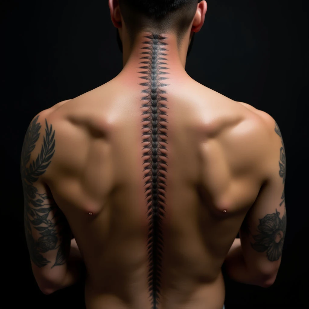 Name on Arm Tattoo for Men: Spine Linework Designs
