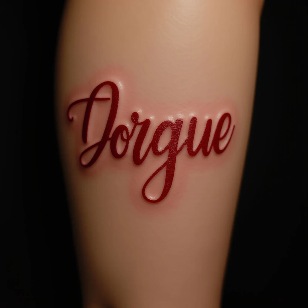 Small Name Tattoos for Women on Legs: Red Designs