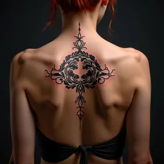 Elegant Names Tattoo on Back for Girls - Oriental Style