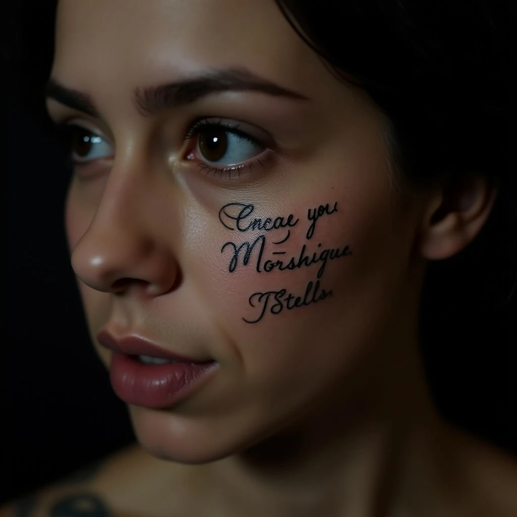 Inspiring Face Tattoos: Positive Quotes in Realism