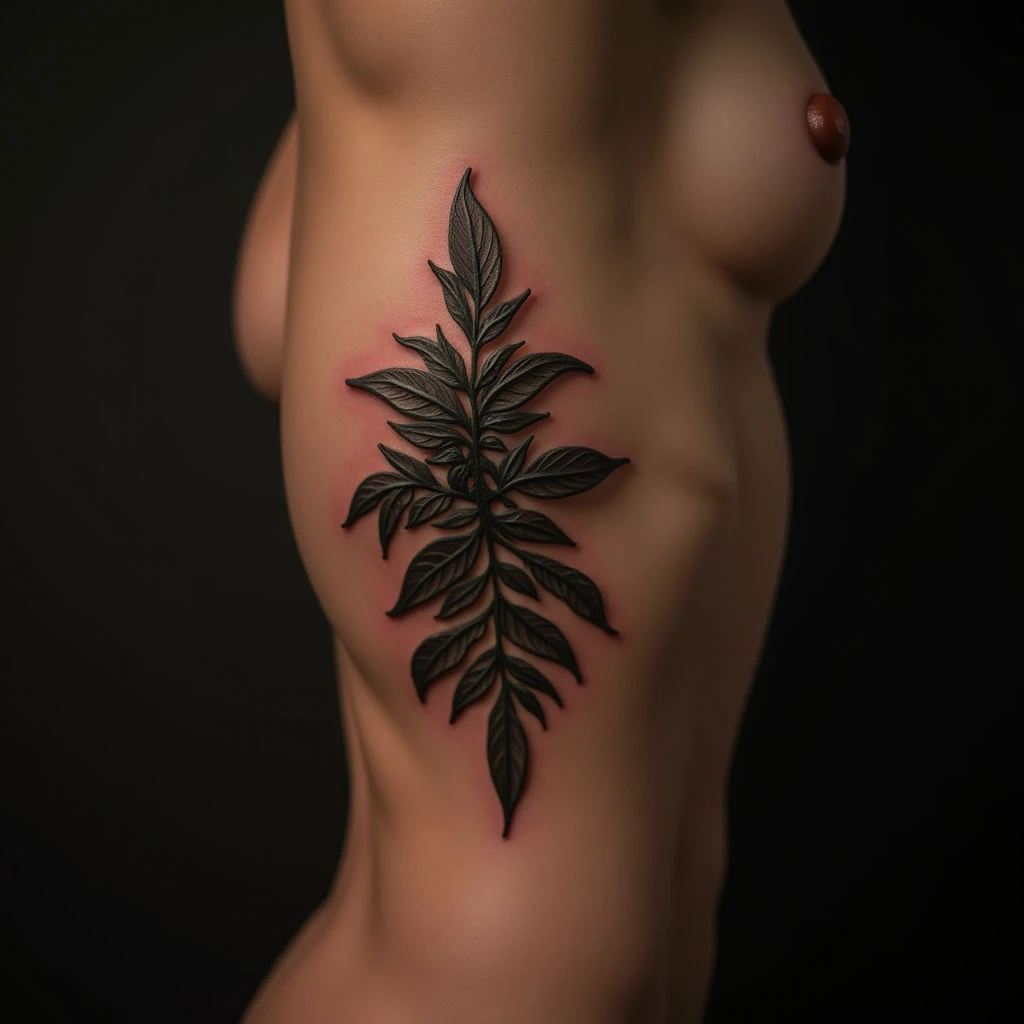 Elegant Lettering Tattoos on the Side of Your Body