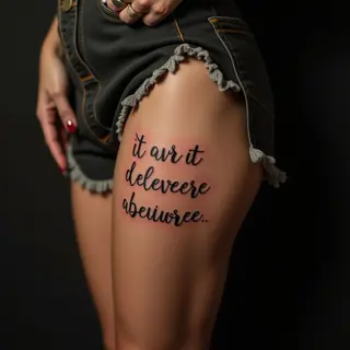 Short & Inspiring Quote Tattoos for Women (Thigh Edition)