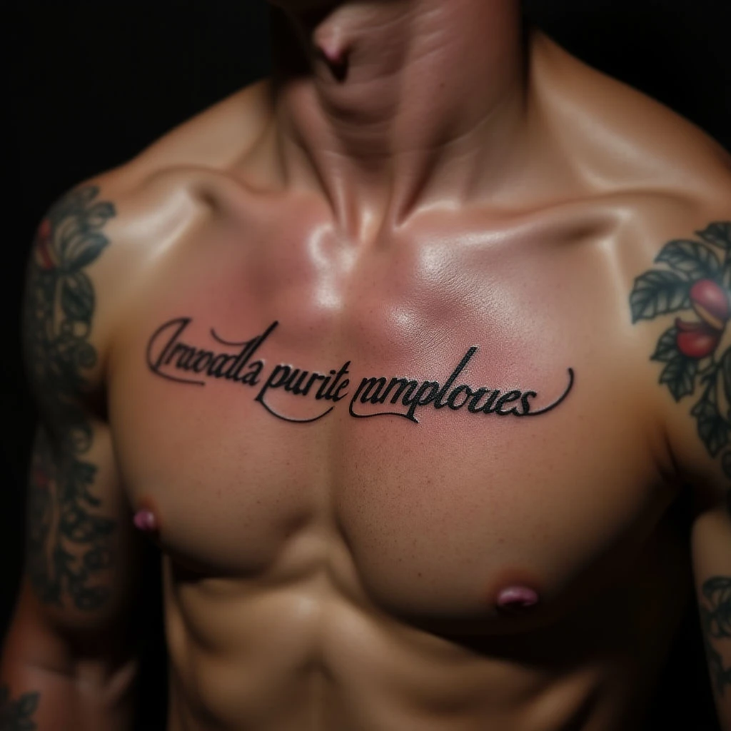 Cool Small Word Tattoos for Men: Sternum Inspiration