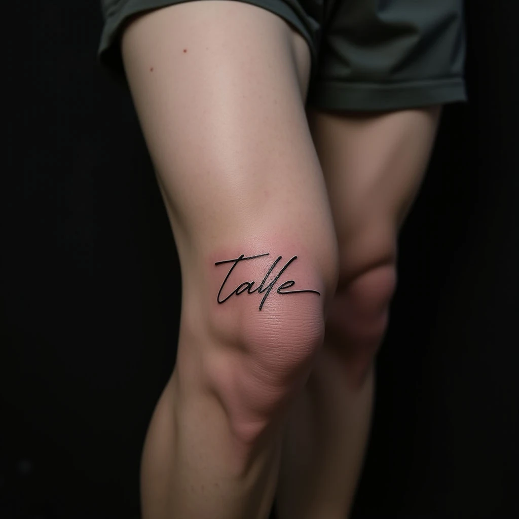 Hand Lettering Tattoos for Men: Stylish Knee Designs