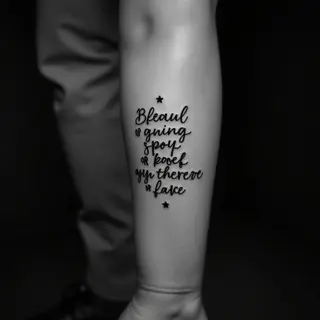 Elegant Lettering Tattoos for Your Knee: Small & Grayscale Ideas