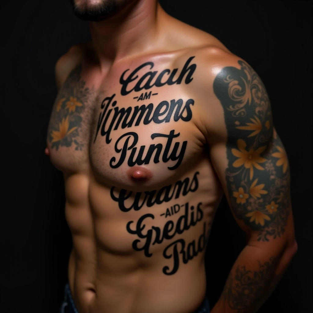 Kids Names Tattoos for Guys: Calligraphy & Black-Gold Designs