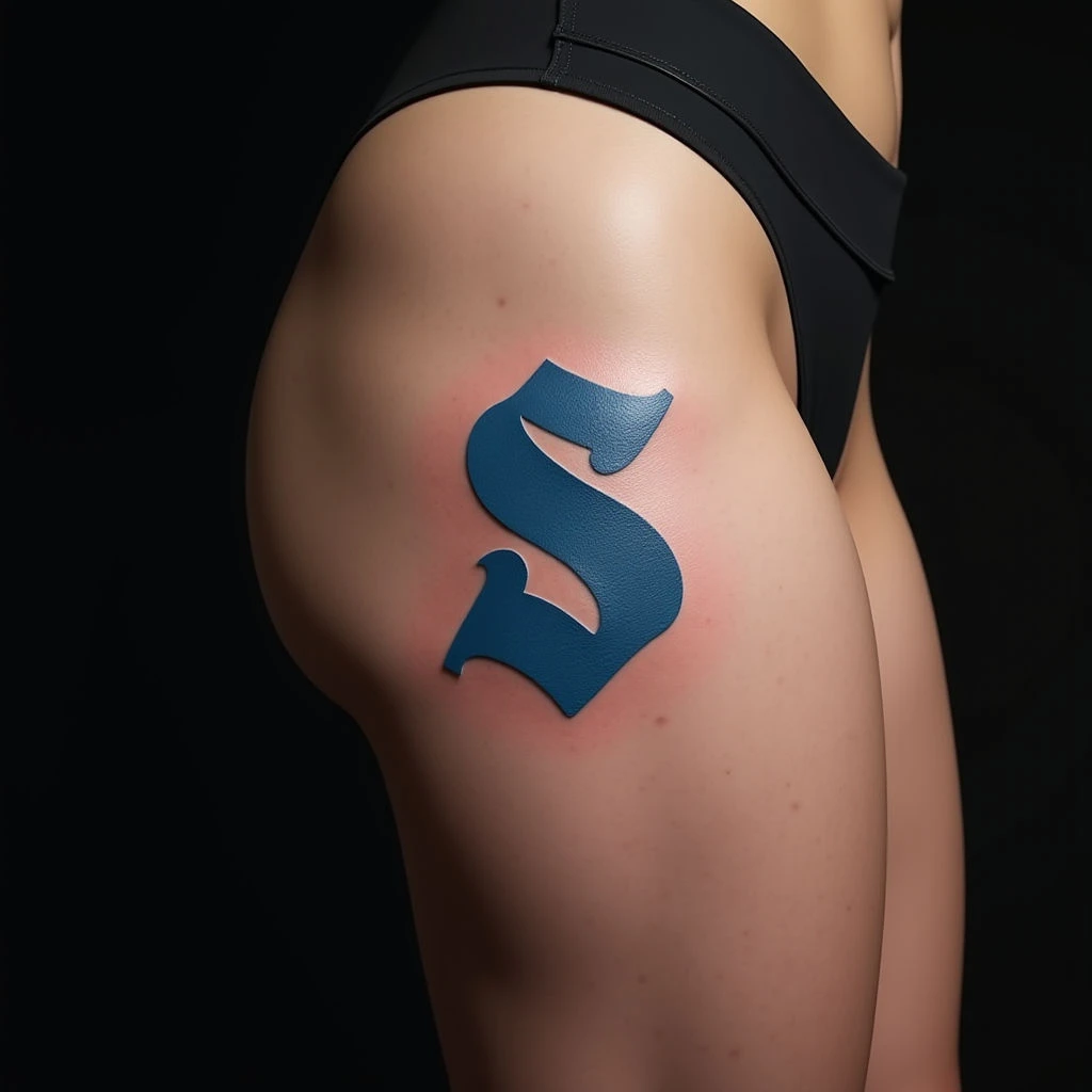 Small New School Lettering Tattoos for Thighs - Blue Ink Ideas