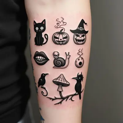 Whimsical Spooky Tattoos: A Collection of Tiny Delights