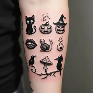 Whimsical Spooky Tattoos: A Collection of Tiny Delights