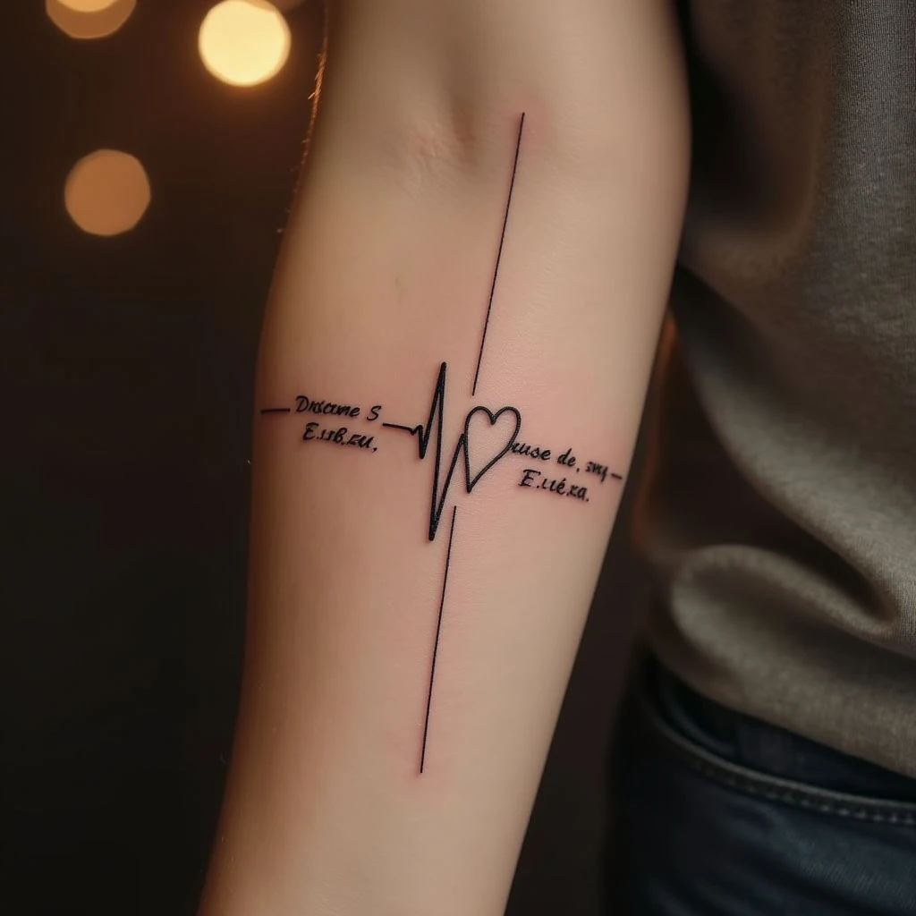 Heartbeat of Love: A Minimalist Memorial Tattoo