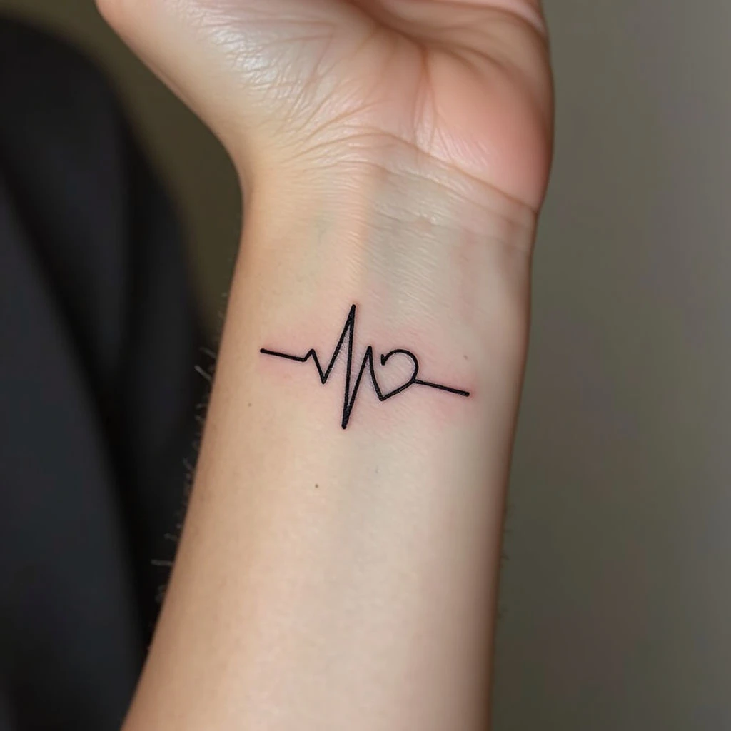 Minimalist Heartbeat Love Tattoo Design
