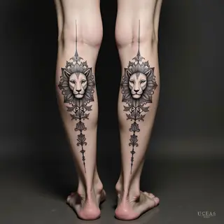 Geometric Mandala Tattoo Design on Calves