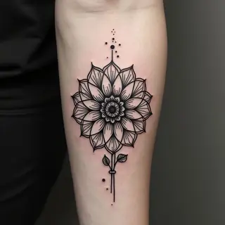 Delicate Mandala Flower Outline Tattoo Design