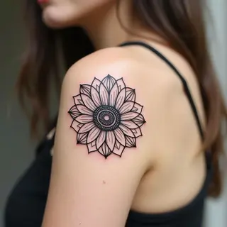 Geometric Mandala Flower Outline Tattoo Design