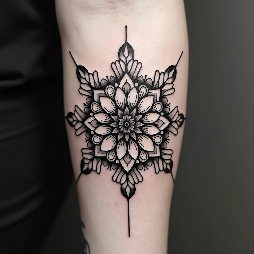 Geometric Mandala Flower Tattoo Design