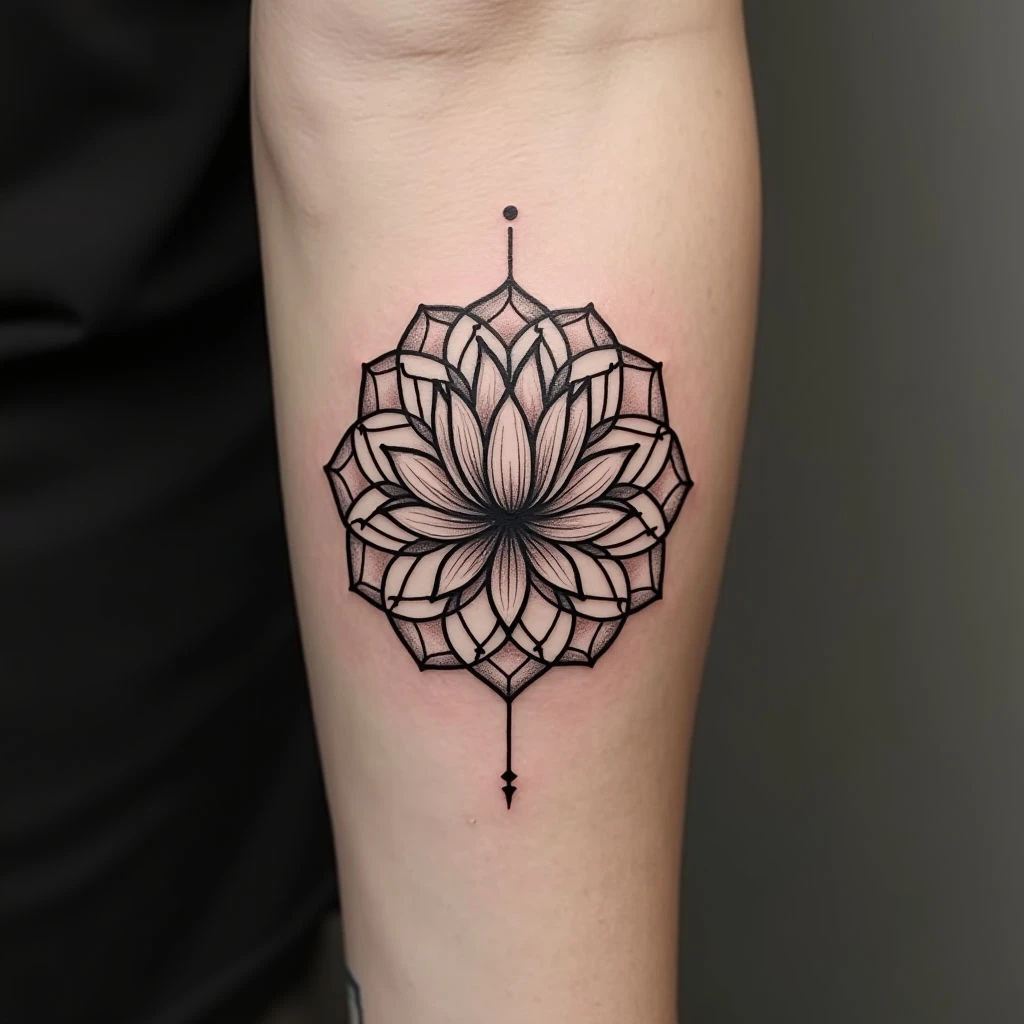 Geometric Lotus Mandala Tattoo Design